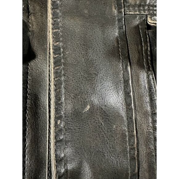 Levis Jacket Mens Medium Dark Brown Faux Leather Stowaway Hood - Picture 4 of 10